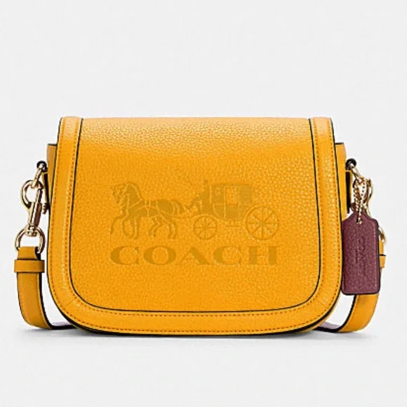 Coach Saddle Bag With Horse And Carriage Crossbody Bag 
Gold/Ochre/Vintage - Picture 3 of 11
